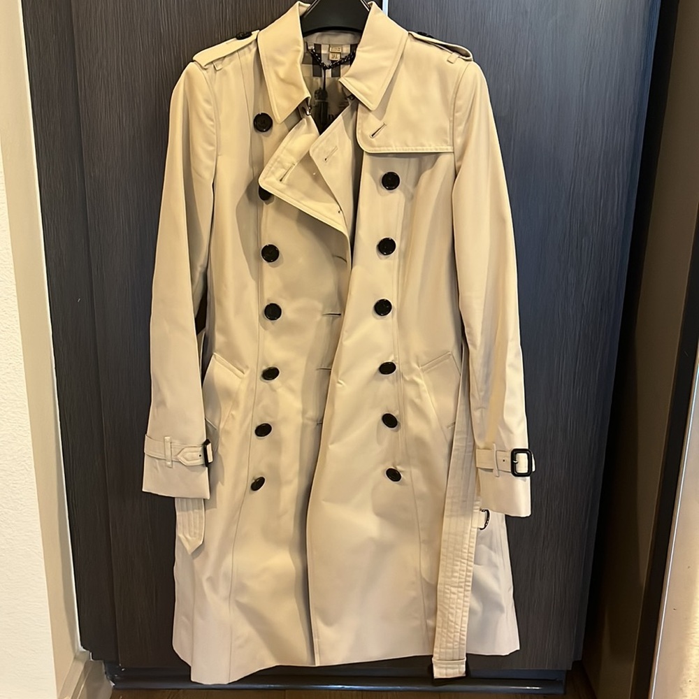 Burberry heritage Chelsea trench long stone US sz 6 - Picture 1 of 16